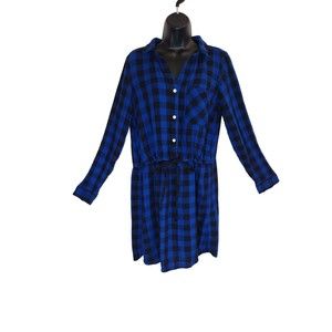 Gap Shirt Dress Blue Plaid Size Large VGUC